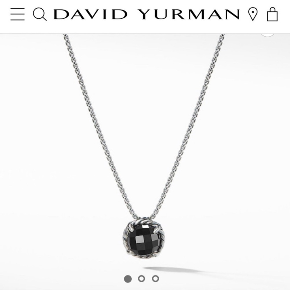 David Yurman Silver and Black Pendant Necklace
